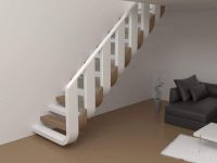 modern wood staircase with handrail